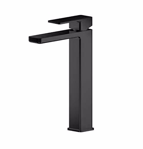 Nuie WIN470 Windon Modern High Rise Mono Basin Mixer Tap with Single Lever Handle, Matt Black – 1
