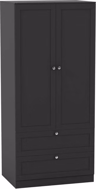 Vida Designs Altino 3 Piece Black Bedroom Set including Wardrobe, Chest of Drawers and Nightstand