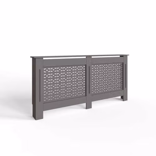 FWStyle Grey Geometric Extra Large Radiator Cover Shelf Cabinet, W: 82.3 cm, H: 172 cm, D: 19 cm – 1