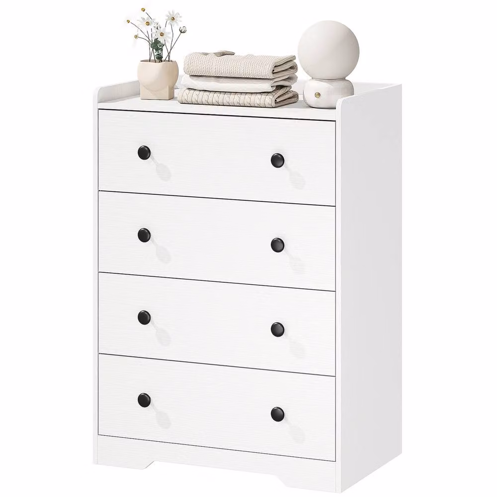 STILVORA Modern 4 Drawer Chest of Drawers in Matt White Finish – 2