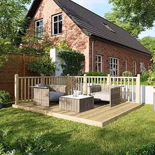 Powersheds Premium Wooden Decking Kit with Hand Rails in Beige