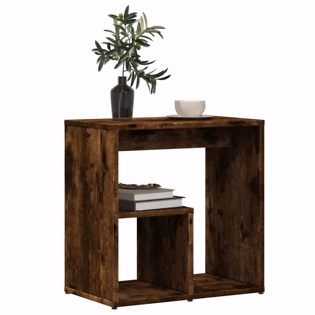 Berkfield Home Set of 2 Modern Smoked Oak Side Tables in Brown, W/D/H: 50 x 30 x 50 cm – 3