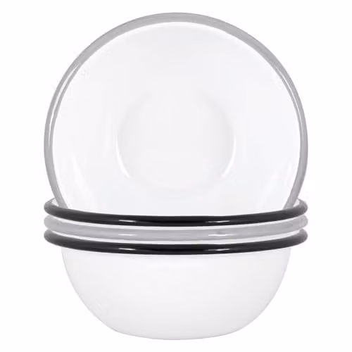 Argon Tableware Enamel Pasta Bowls, Pack of 4, Black, Grey and White, Diameter: 16 cm – 1