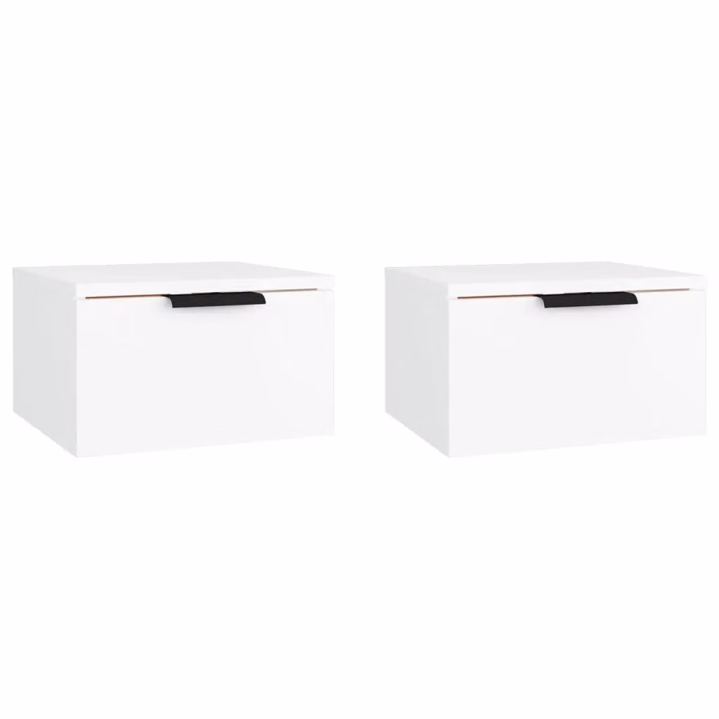 Berkfield Home Wall-mounted Bedside Cabinets, 2 Piece Set, White, W/D/H: 34 x 30 x 20 cm