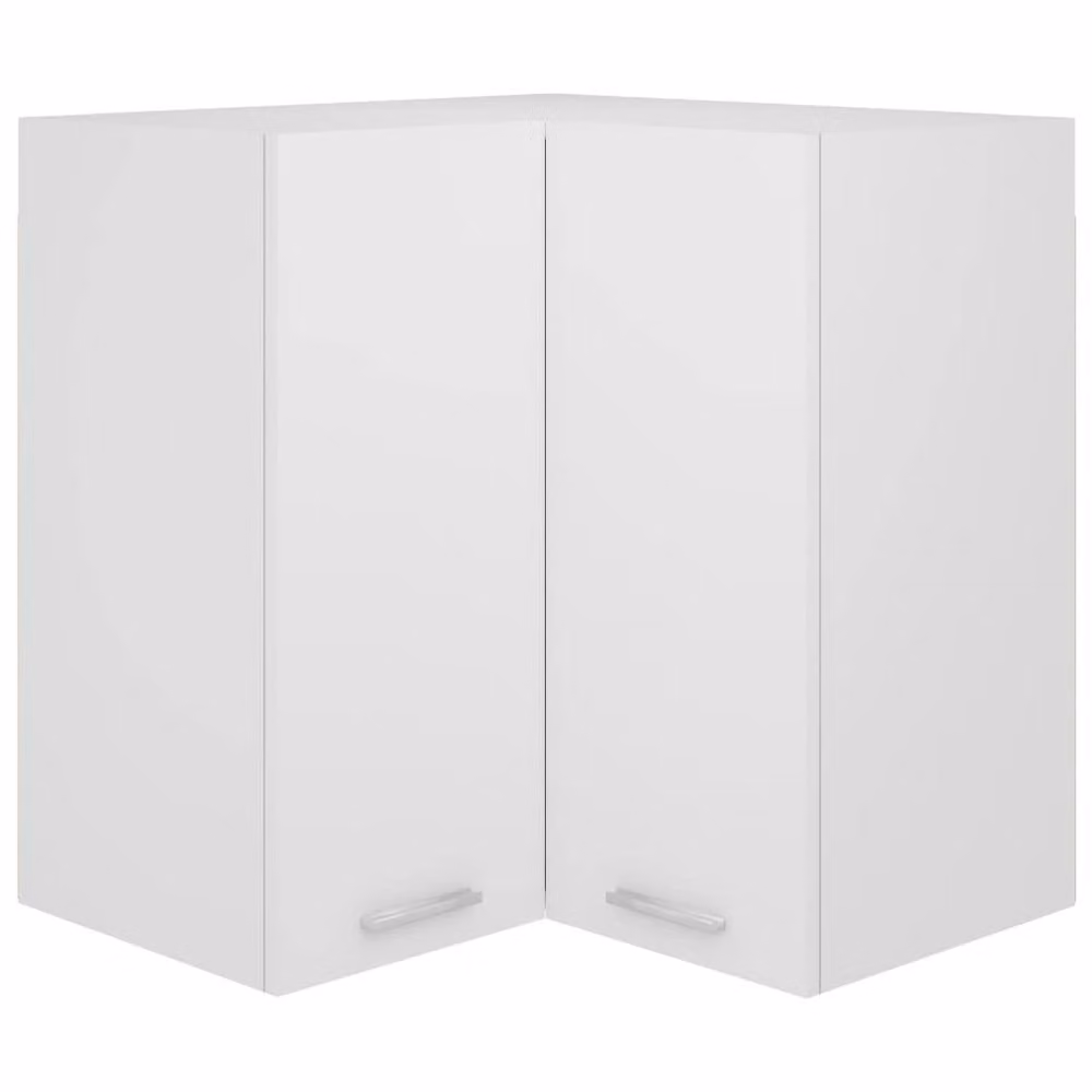 Berkfield Home White Wall Mounted Corner Kitchen Cabinet with Hinged Doors and Internal Shelves, W/D/H: 57 x 57 x 60 cm