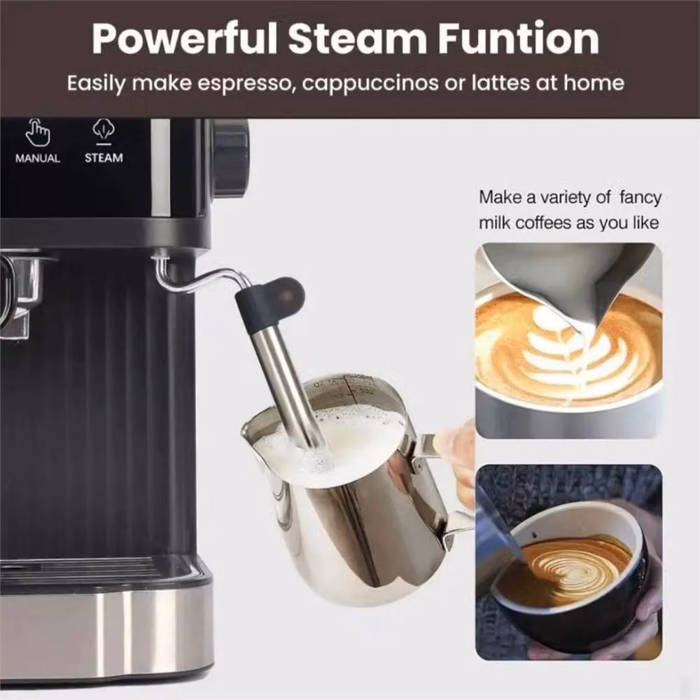 Nordara 20 Bar Espresso Coffee Machine with Milk Frother and 1.8 l Removable Tank, Black – 5