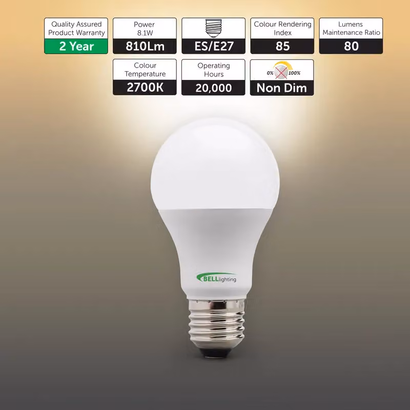 BELL Lighting E27 LED Bulbs, Warm White, 8.1W, 6 Pack – 2