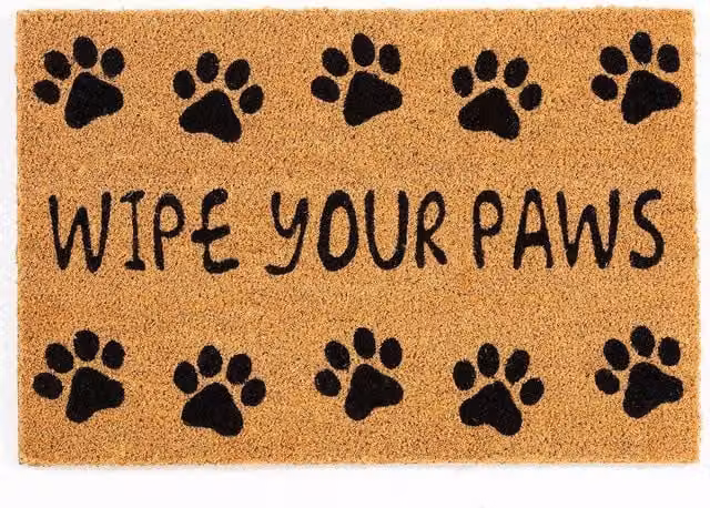 Arthouse Astley Wipe Your Paws Printed Coir Doormat, Black and Natural, W: 40 cm, D: 60 cm – 1