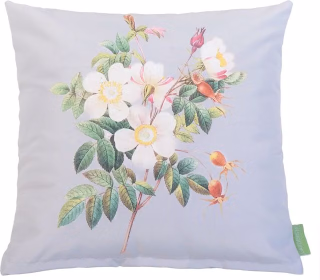Gardenista Botanical Grey Floral Printed Outdoor Scatter Cushion with Removable Washable Polyester Cover