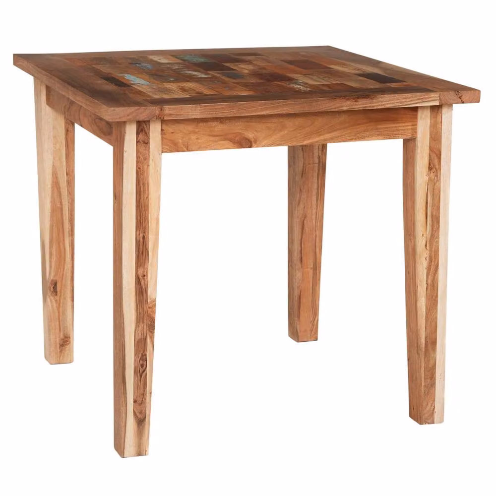 Wyld Haus Seattle Rustic Reclaimed Wood Rectangular Dining Table in Brown, W/D/H: 85 x 85 x 76 cm – 2