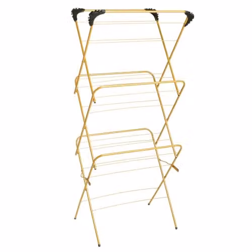 OHS 3 Tier Foldable Clothes Airer in Gold, W/D/H: 136 x 62 x 49 cm