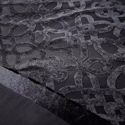 Catherine Lansfield Black Lattice Cut Velvet King Duvet Cover Set with Pillowcases (Duvet Cover: 180 x 200 cm, Pillowcases: 50 x 75 cm) – 2