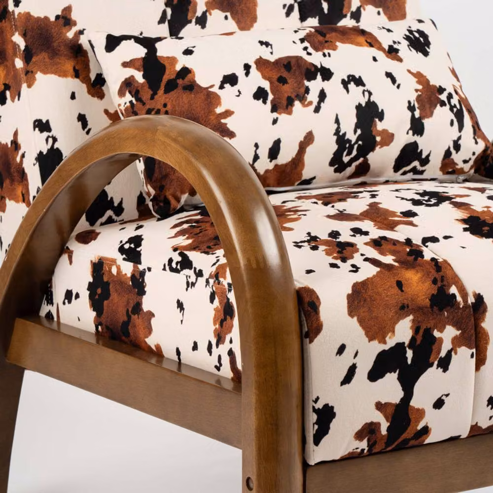 Scottish Everlastings Ltd Cow Print Fabric Accent Chair in White and Multicolour – 3