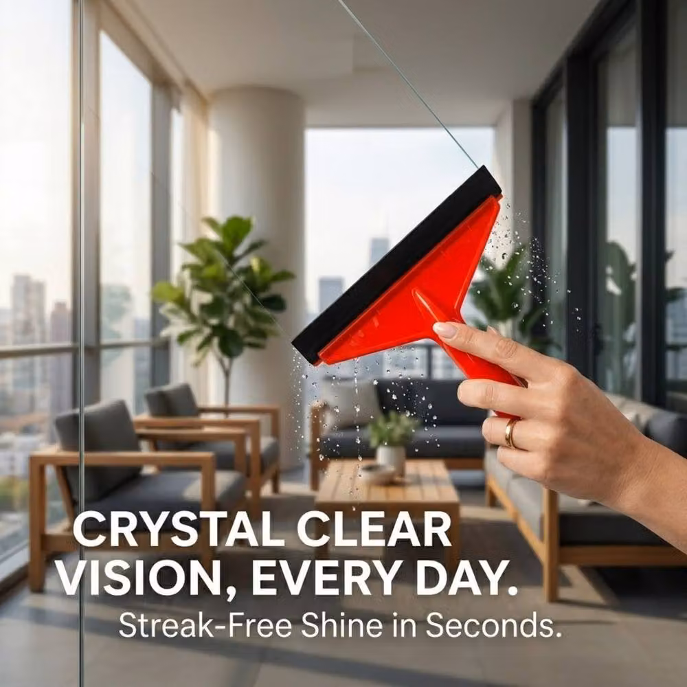 Bedsland Small Compact Window Squeegee for Glass and Mirrors, Red – 4