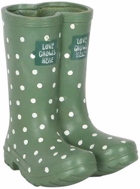KDMD Green Dotted Welly Boot Planter Pot