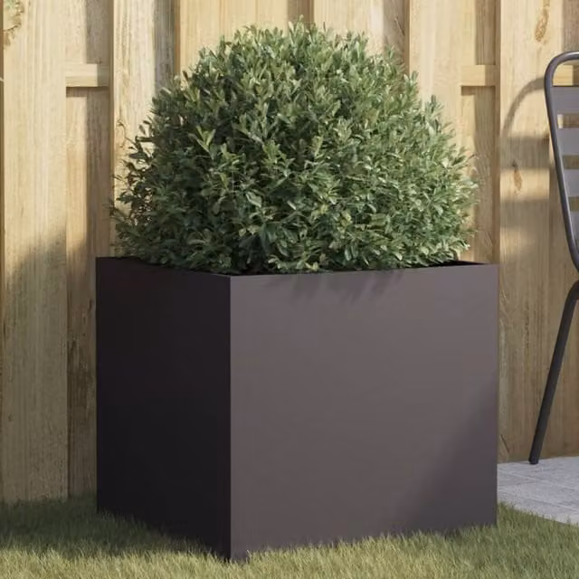 Berkfield Home Steel Planter Tub, Black, W: 49 cm, D: 47 cm, H: 46 cm