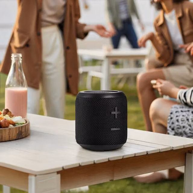 Livingandhome Wireless Bluetooth Speaker with FM Radio and IPX5 Waterproof Rating, Black