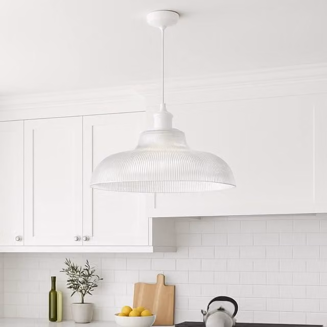 CGC Lighting Jacinta XL Transparent Glass Ribbed Extra Large Round Lampshade W/D/H: 38 x 38 x 15 cm – 1