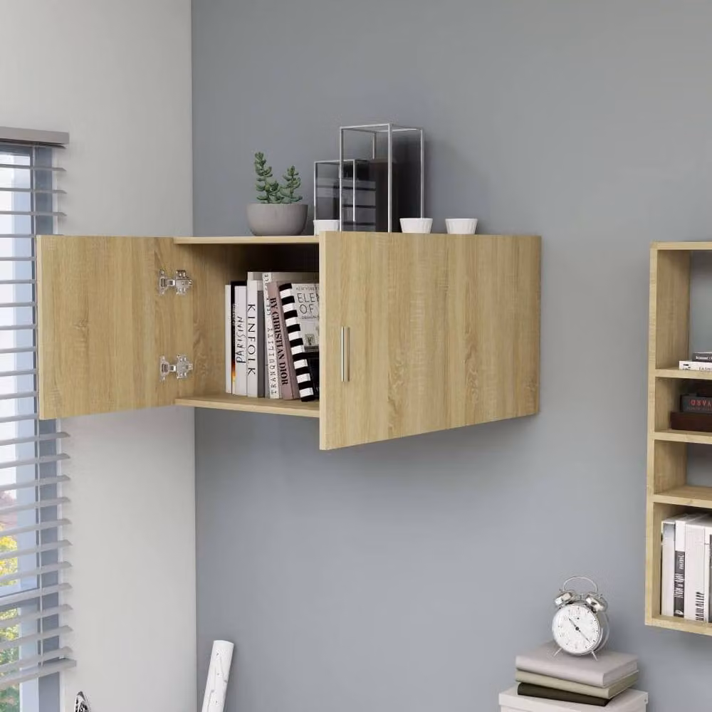 Berkfield Home Sonoma Oak Wall Mounted Cabinet in Brown, W: 80 cm, D: 40 cm, H: 39 cm – 1