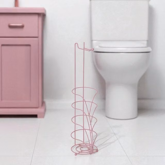 Showerdrape Vertu Chrome Toilet Roll Holder and Spare Combo in Pink
