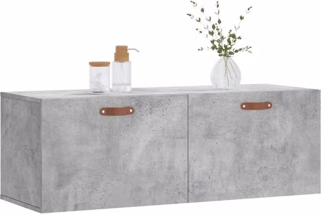 Berkfield Home Wall Mounted Cabinet in Concrete Grey, W/D/H: 100 x 36.5 x 35 cm