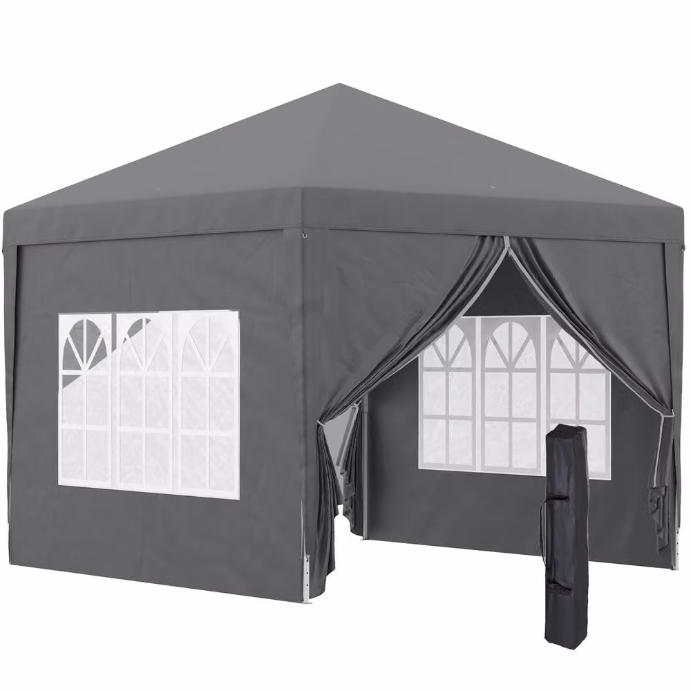 STILVORA Pop-Up Gazebo in Grey with Removable Walls, W: 300 cm, D: 300 cm, H: 258 cm – 3