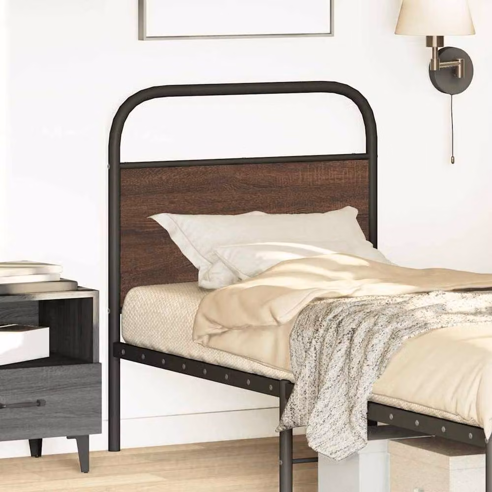 Berkfield Home Brown Oak Headboard in Steel and Engineered Wood – 3