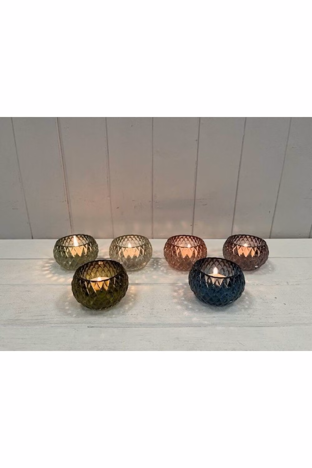 KDMD Amethyst Diamond Pattern Glass Tealight Holder in Purple – 2