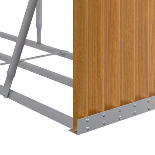 vidaXL Log Holder in Brown Wood Look Galvanised Steel, W/D/H: 234 x 45 x 100 cm – 3