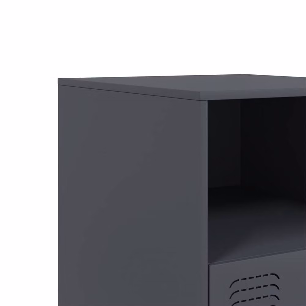 Berkfield Home Set of 2 Anthracite Steel Bedside Cabinets, W/D/H: 34.5 x 39 x 44 cm – 3