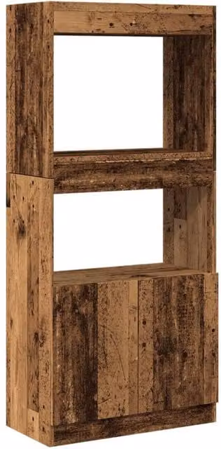 Berkfield Home Old Wood Highboard in Brown, W/D/H: 63 x 33 x 140 cm