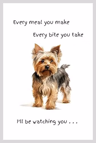 Animal Crackers Yorkshire Terrier Funny Dog Tea Towel, White and Grey Cotton, 66 cm – 4