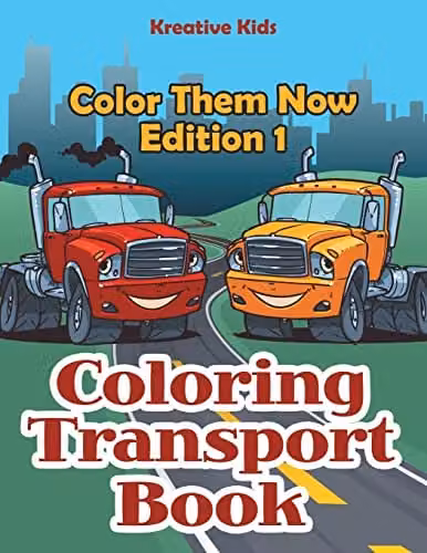 Kreative Kids Coloring Transport Book - Color Them Now Edition 1, Multicolour, W: 27.94 cm, H: 21.59 cm
