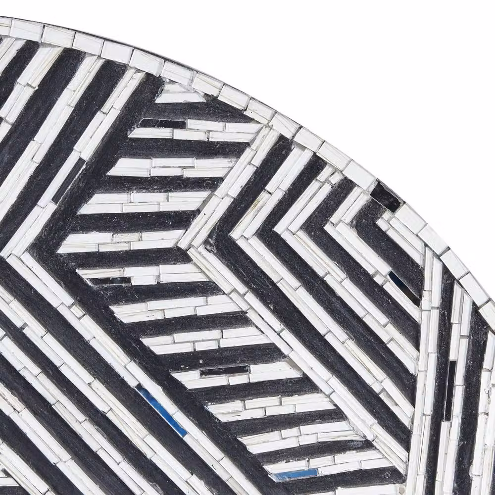 Wyld and Coco Black and White Geometric Glass and Wood Half Circle Wall Art – 4