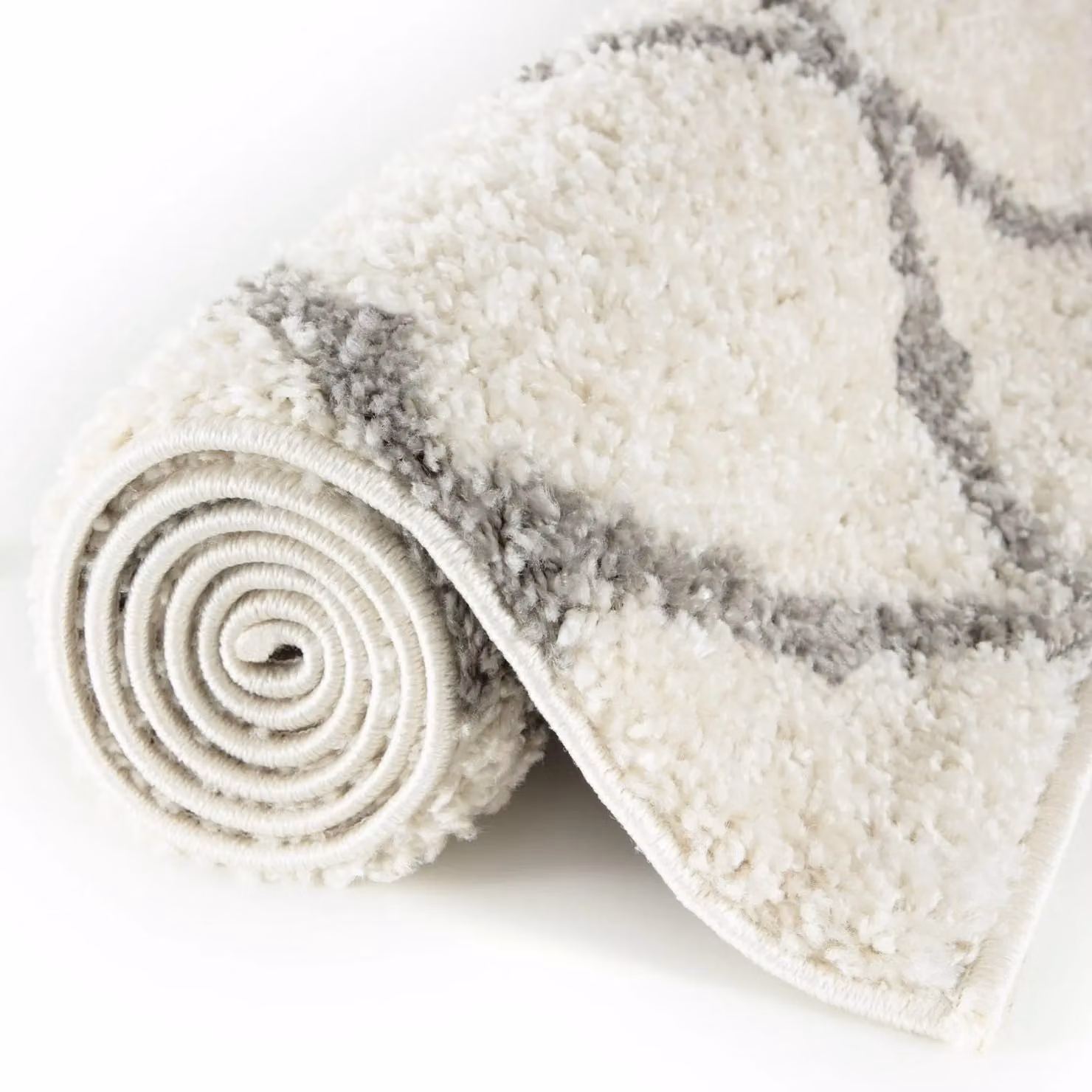 THE RUGS Soft Moroccan Shaggy Rug, Ivory and Grey, W: 290 cm, D: 200 cm – 3