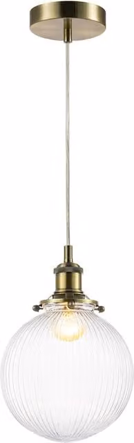 Happy Homewares Traditional Vintage Lantern Pendant Light with Transparent Glass Shade in Gold/Brass – 1