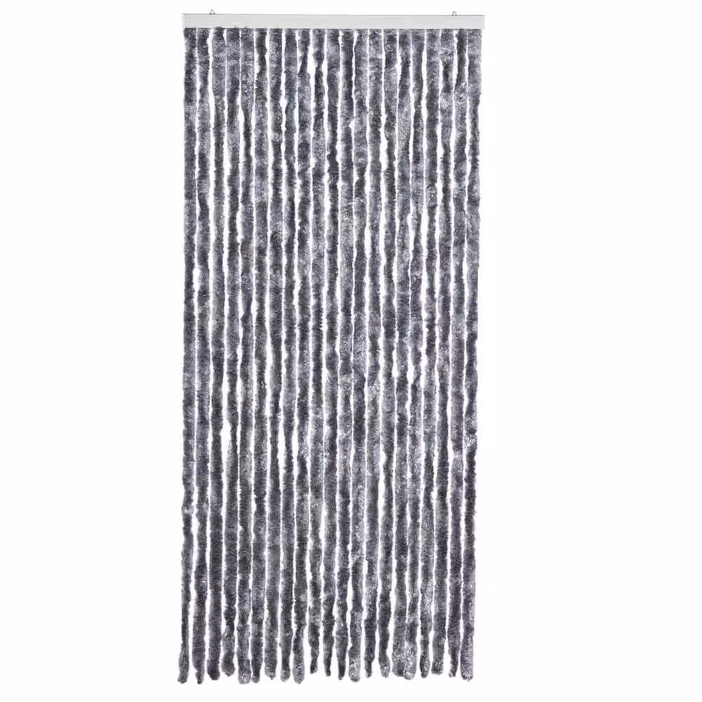 Berkfield Home Silver Chenille Insect Curtain, W: 90 cm, H: 220 cm – 3