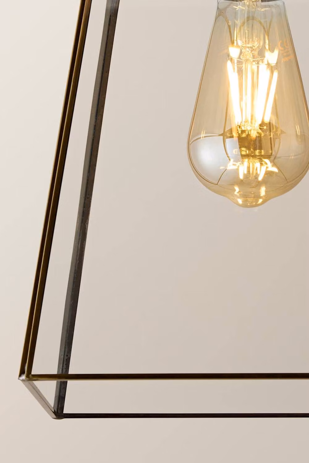 ValueLights Susie Glass Lantern Pendant Light with Bulb in Bronze – 2