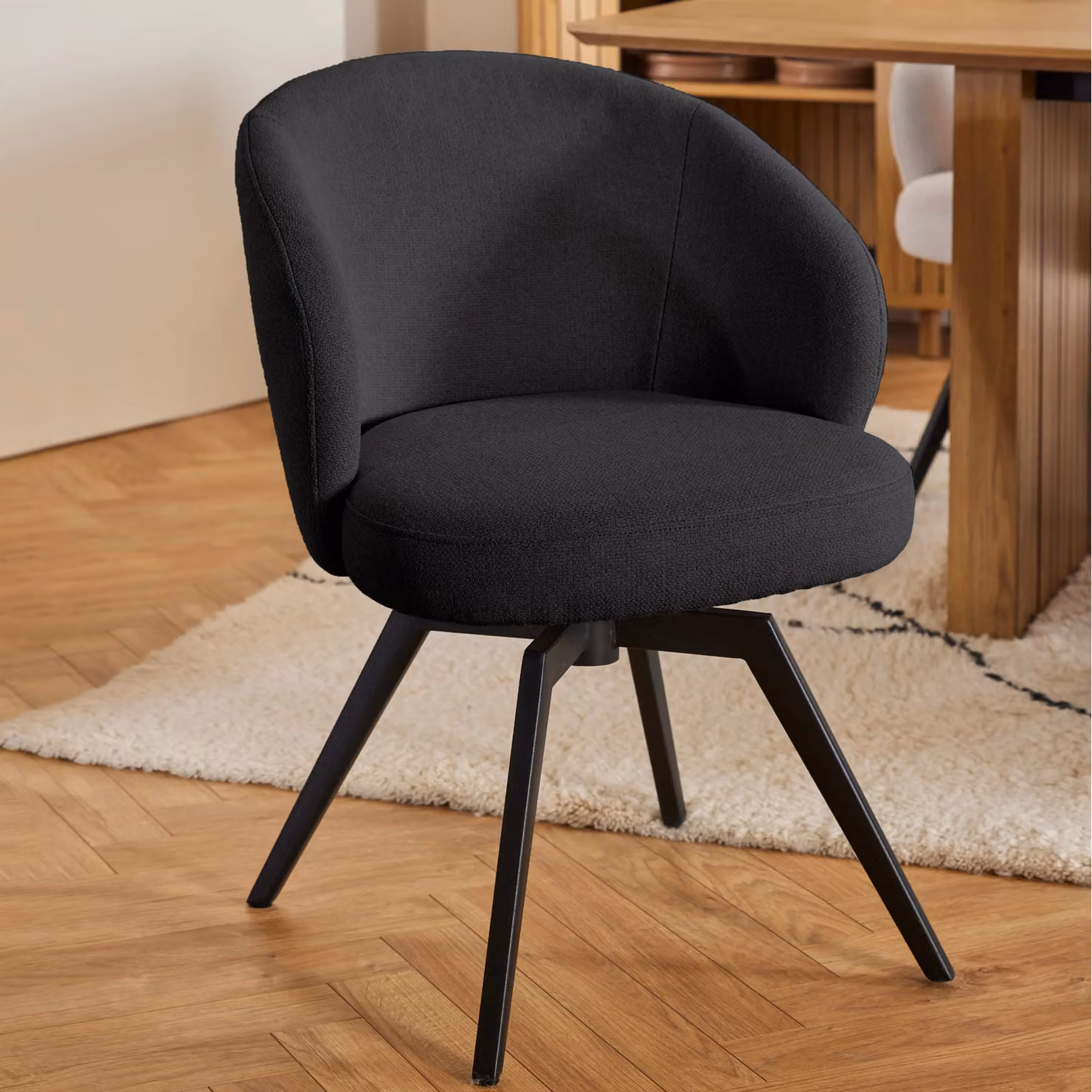 Furniture To Go Darlene Swivel Dining Chair with Armrests in Grey and Black Fabric – 6