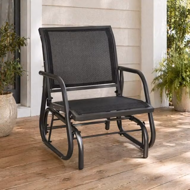 STILVORA Garden Glider Chair with Matt Black Metal Frame