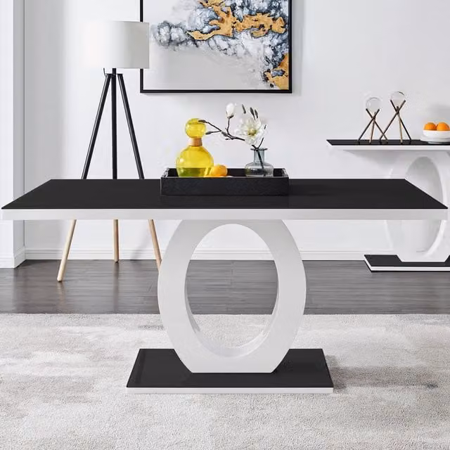 FurnitureboxUK Giovani Modern Rectangular 6-Seater High Gloss and Glass Dining Table in Black – 1