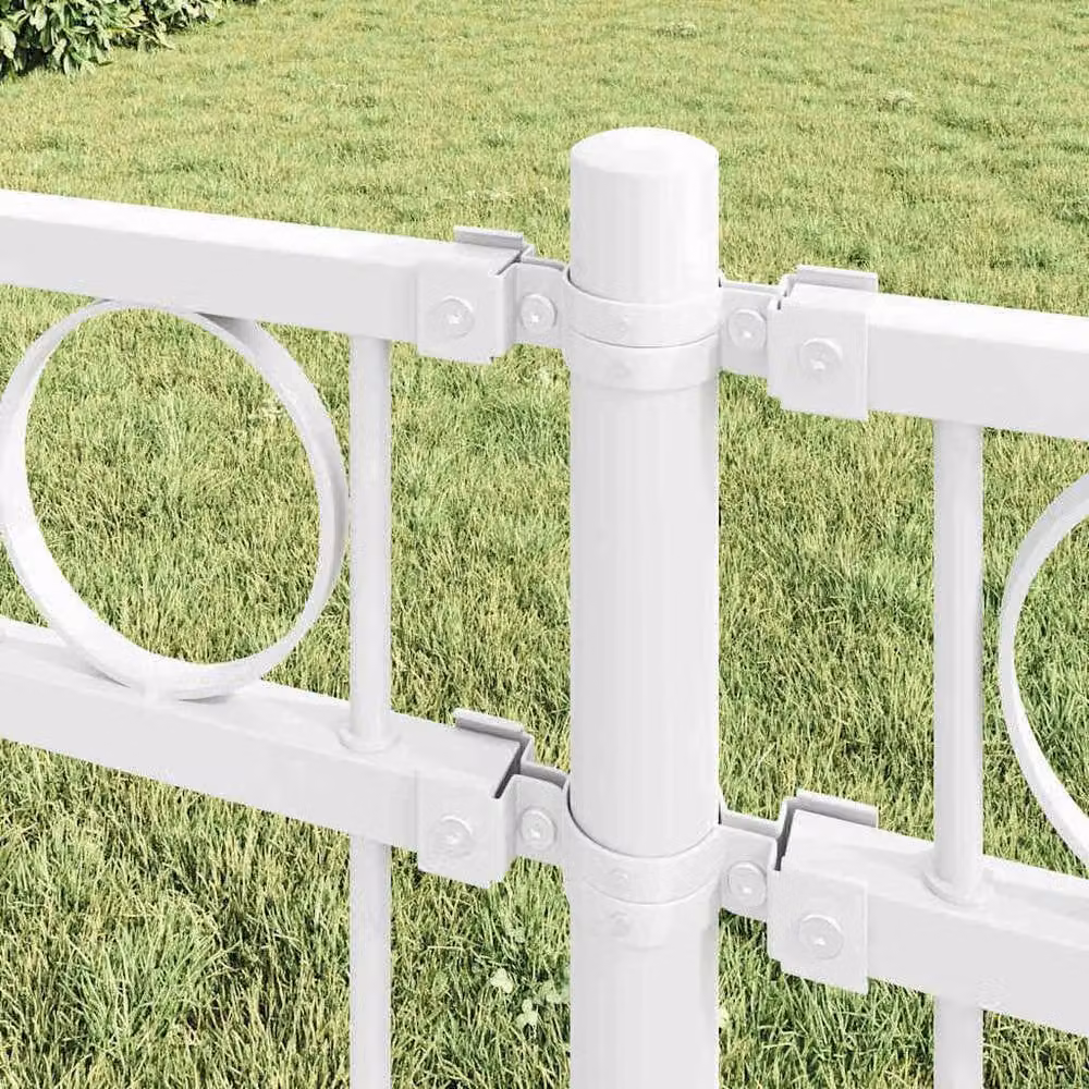 Berkfield White Steel Garden Fence, H: 170 cm, W: 100 cm – 2