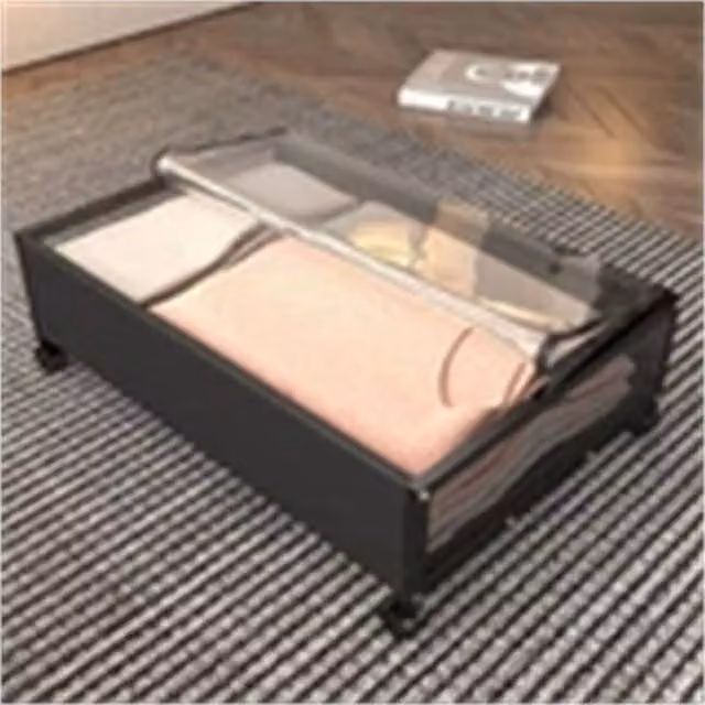 Nordara 2x Black Fabric Underbed Rolling Storage Containers, W: 90 cm – 1