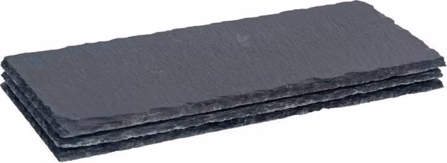 Havendro Set of 3 Black Rectangle Slate Dinner Plates, W: 29 cm, D: 12 cm