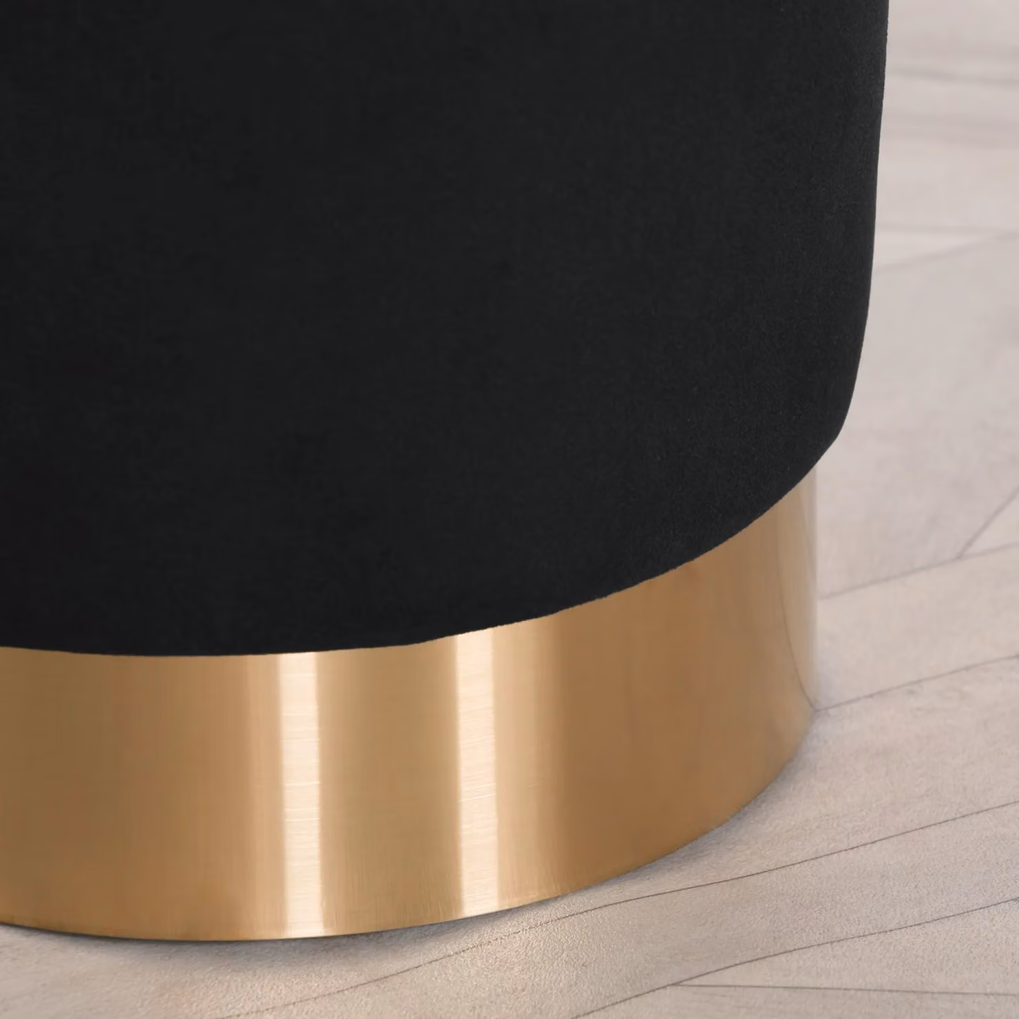 Glasstone Black Velvet Round Stool, W/D/H: 35 x 35 x 44 cm – 2