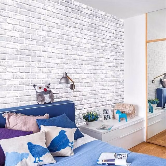 SPETLEK White Brick Peel and Stick Self Adhesive Vinyl Wallpaper, W: 45 cm, L: 1000 cm
