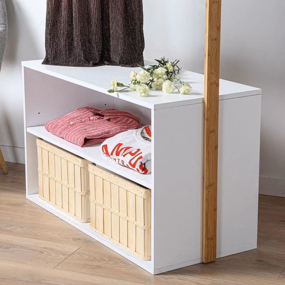 CALICOSY White Entryway Wardrobe with Storage and Hanging Rod, W/D/H: 90 x 40 x 171 cm – 3