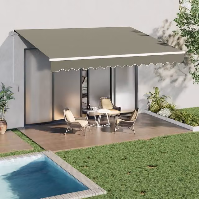 Breeins Grey Retractable Outdoor Awning for Windows and Doors, 400 cm