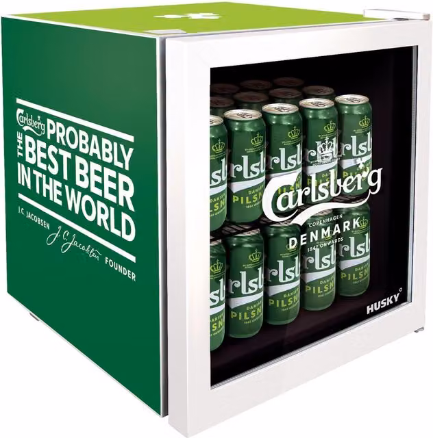 Husky Carlsberg Design Mini Fridge in White or Green with 48L Capacity