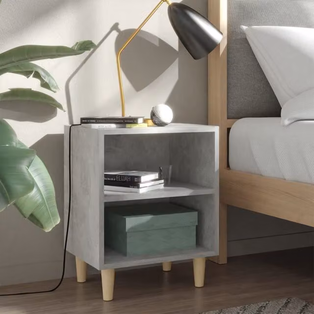 Berkfield Home Bed Cabinet in Concrete Grey with Solid Wood Legs, W/D/H: 40 x 30 x 50 cm – 1